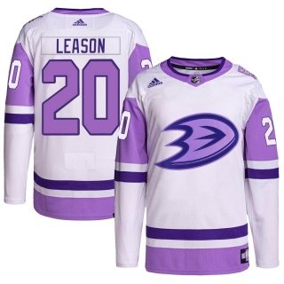 Men's Brett Leason Anaheim Ducks Adidas Hockey Fights Cancer Primegreen Jersey - Authentic White/Purple