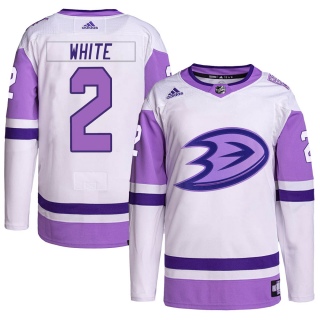 Men's Colton White Anaheim Ducks Adidas Hockey Fights Cancer Primegreen Jersey - Authentic White/Purple