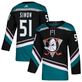 Men's Dominik Simon Anaheim Ducks Adidas Teal Alternate Jersey - Authentic Black