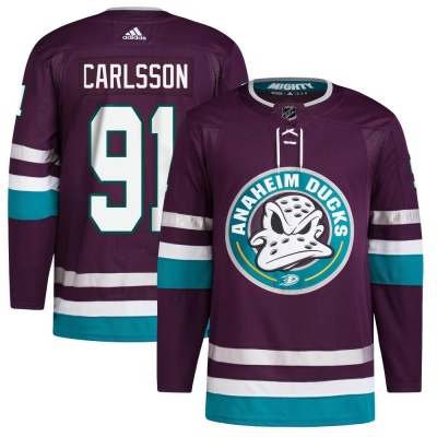 Men's Leo Carlsson Anaheim Ducks Adidas 30th Anniversary Primegreen Jersey - Authentic Purple