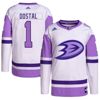 Men's Lukas Dostal Anaheim Ducks Adidas Hockey Fights Cancer Primegreen Jersey - Authentic White/Purple