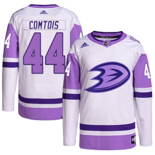 Men's Max Comtois Anaheim Ducks Adidas Hockey Fights Cancer Primegreen Jersey - Authentic White/Purple