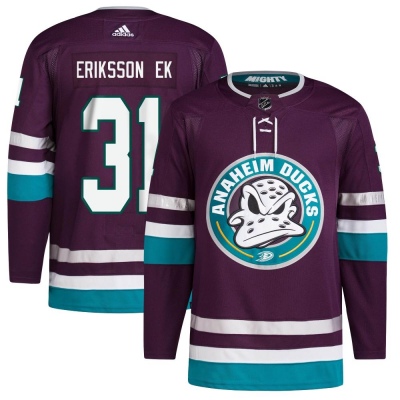 Men's Olle Eriksson Ek Anaheim Ducks Adidas 30th Anniversary Primegreen Jersey - Authentic Purple