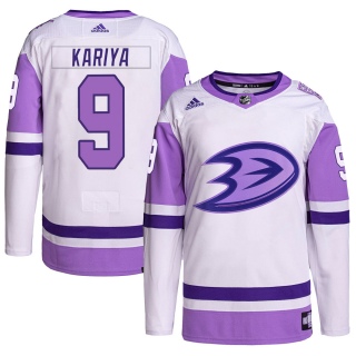 Men's Paul Kariya Anaheim Ducks Adidas Hockey Fights Cancer Primegreen Jersey - Authentic White/Purple