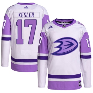 Men's Ryan Kesler Anaheim Ducks Adidas Hockey Fights Cancer Primegreen Jersey - Authentic White/Purple