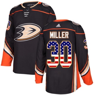 Men's Ryan Miller Anaheim Ducks Adidas USA Flag Fashion Jersey - Authentic Black