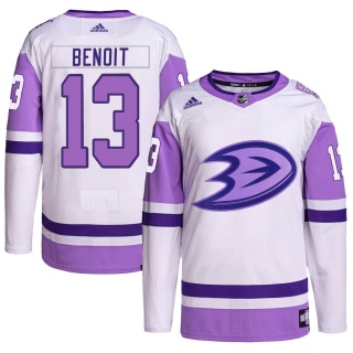Men's Simon Benoit Anaheim Ducks Adidas Hockey Fights Cancer Primegreen Jersey - Authentic White/Purple