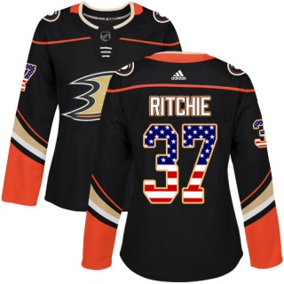 Women's Nick Ritchie Anaheim Ducks Adidas USA Flag Fashion Jersey - Authentic Black