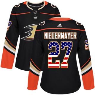 Women's Scott Niedermayer Anaheim Ducks Adidas USA Flag Fashion Jersey - Authentic Black