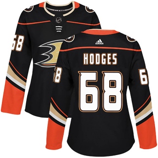 Women's Tom Hodges Anaheim Ducks Adidas Home Jersey - Authentic Black