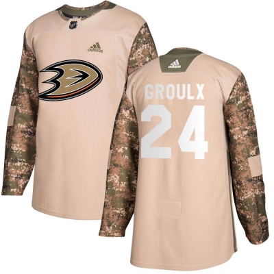 Youth Bo Groulx Anaheim Ducks Adidas Veterans Day Practice Jersey - Authentic Camo
