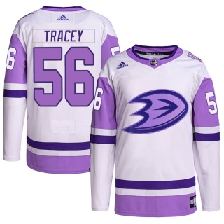 Youth Brayden Tracey Anaheim Ducks Adidas Hockey Fights Cancer Primegreen Jersey - Authentic White/Purple