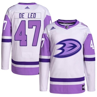 Youth Chase De Leo Anaheim Ducks Adidas Hockey Fights Cancer Primegreen Jersey - Authentic White/Purple