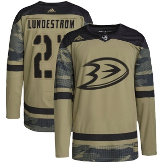 Youth Isac Lundestrom Anaheim Ducks Adidas Military Appreciation Practice Jersey - Authentic Camo