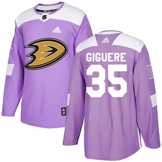 Youth Jean-Sebastien Giguere Anaheim Ducks Adidas Fights Cancer Practice Jersey - Authentic Purple